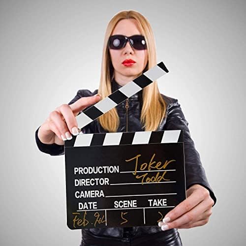 BBTO Movie Film Clap Board - 10 Pieces, 7 x 8 Inch Writable Director's Clapper for Action Scenes | Black & White