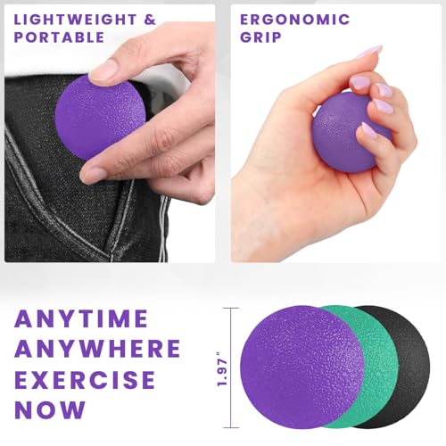 3-Pack Stress Balls for Hand Therapy - Grip Strength Trainer