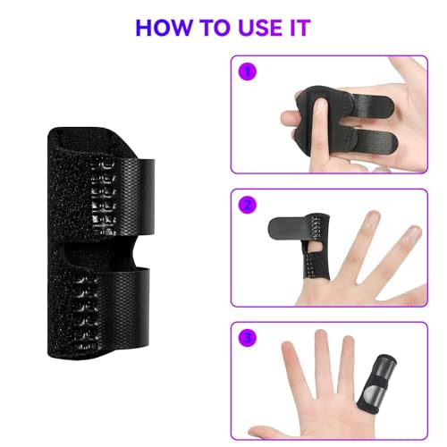 Adjustable Finger Splint for Trigger Finger & Arthritis Pain - 2 Pack Black