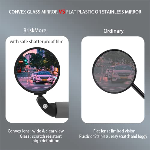 Bike Mirrors - HD Glass Convex Lens Rearview Mirror 3" for Flat or Drop Bar Bike, 2PCS