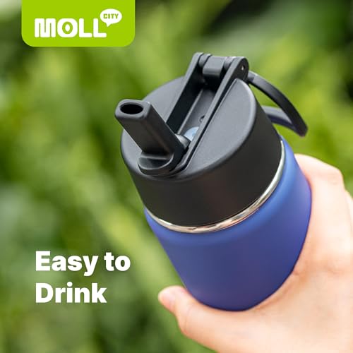 Kids Insulated Water Bottle 16oz with Straw - Royal Blue, Food Grade Stainless Steel