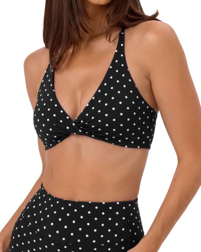 SUUKSESS Women's 2-Piece Workout Set Polka Dots Black Large Sports Bra & Biker Shorts