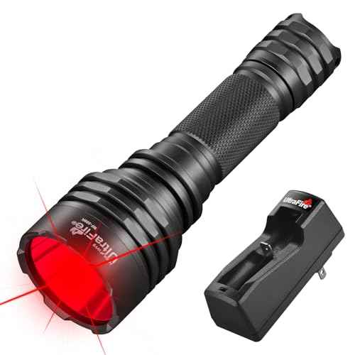 ULTRAFIRE Red Hunting Flashlight, 273-Yard Long Range, 10W Super Bright Tactical LED Red Light for Night Hunting Essentials, Coyote, Hog, and Varmint - Single Mode Predator Light WF-509R
