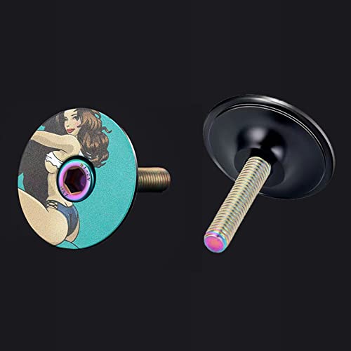ALEOED 1-1/8 Inch Bicycle Headset Top Cap Aluminum Alloy with Titanium Bolt