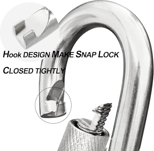 Stainless Steel Locking Carabiner Clips - 2.36 Inch 6PC Set