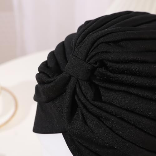 Vintage Polyester Pleated Turban Hat - White, One Size