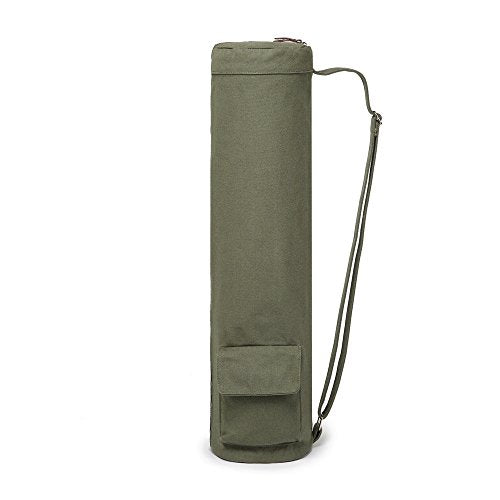 Yoga Mat Bag - Army Green Canvas with Adjustable Strap