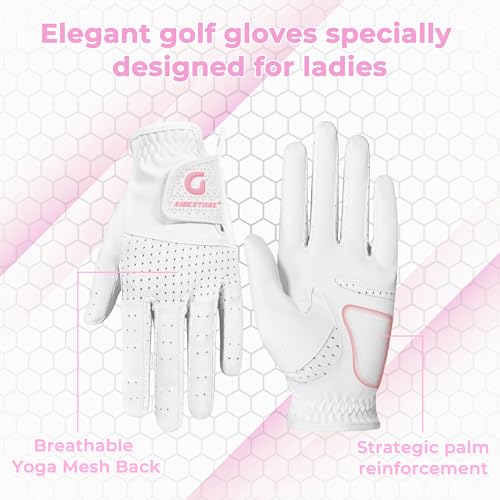 Breathable Women's Golf Gloves - Full White, Medium Size