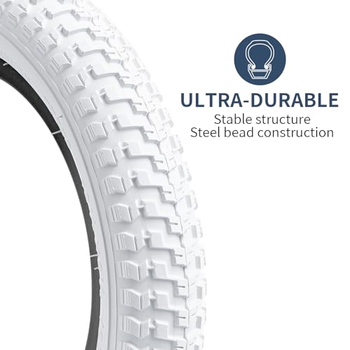 12 ½ x 2 ¼ Bike Tires & Tubes Set for Kids' Bicycles - White, Schrader Valve