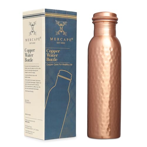 MERCAPE Hammered Design 2 32oz Copper Water Bottle - Premium Chilled Drinkware
