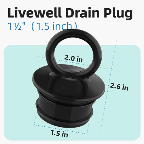 PVC Push-in Boat Drain Plug - Livewell Plug for 1-1/2" Thru-Hull Drain - 1 Pack