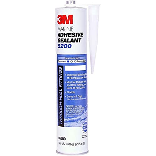 3M Marine Adhesive Sealant 5200 - 10 oz. Waterproof Polyurethane for Boats, White, Pack of 1