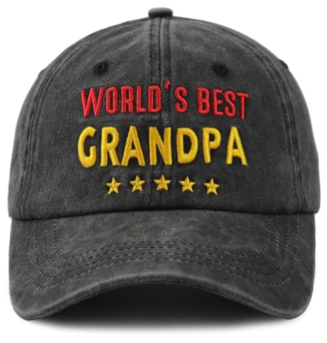World's Best Grandpa Baseball Cap - Adjustable Cotton Hat - Black