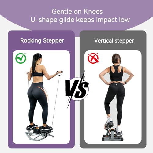 Ultra-Quiet Hydraulic Lateral Stepper with Resistance Bands - Purple