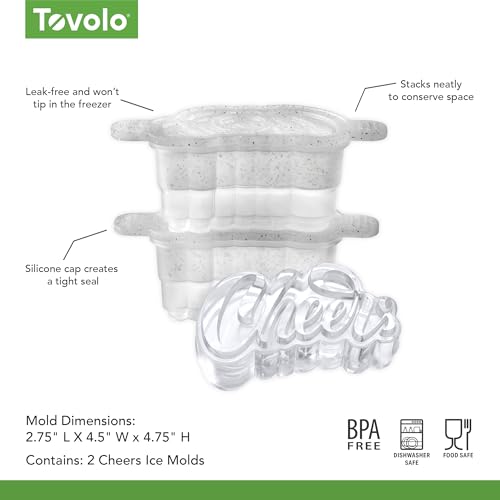 Cheers Ice Mold Set of 2 - Craft Ice Cube Molds for Whiskey & Cocktails