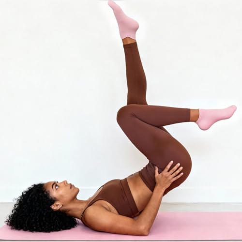 Non-Slip Grip Pilates Socks for Women - 6 Pairs, Black+White+Gray+Pink+Purple+Green
