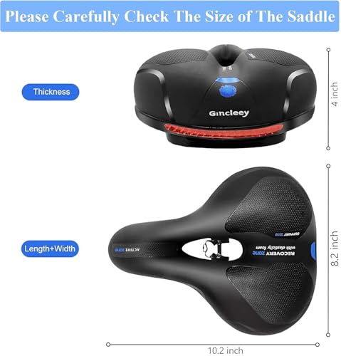 Comfort Bike Seat - Wide Memory Foam Cushion with Shock Absorption - A-blue