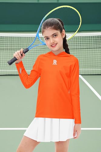 Kids Quick-Dry Sun Protection Rash Guard Hoodie - Orange 9-10 Years