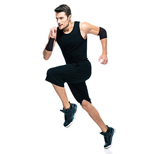6 Inch Wrist Sweatbands - Black Cotton Athletic Bands for Sports