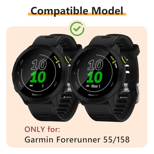 Kimiyaki 3 Pack TPU Screen Protector Case for Garmin Forerunner 55/158 – Black