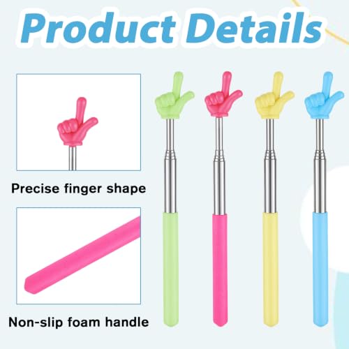 Mahjong Tile Grabbers - 4 Pcs Scalable Sticks for Game Enthusiasts - Blue, Green, Pink, Yellow