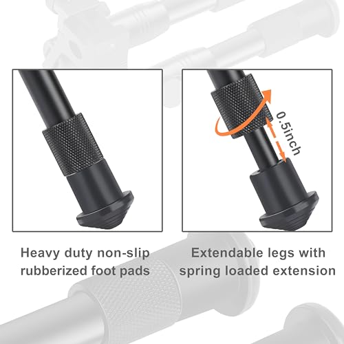 Tactical Bipod with Rail Mount Adapter & Barrel Clamp - Adjustable 6.5"-7"
