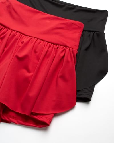 Sweet Hearts Girls Athletic Skort 2 Pack Black/Red 10-12 with Spandex Lining