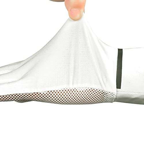UV Protection Fingerless Gloves for Women - White Mesh