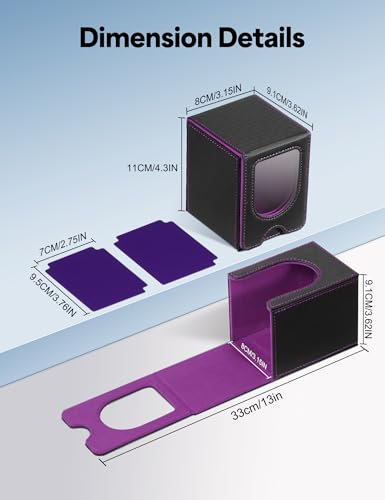 Banloga A-Black&Purple Card Deck Box for MTG Commander Fits 100+ Double-Sleeved Cards