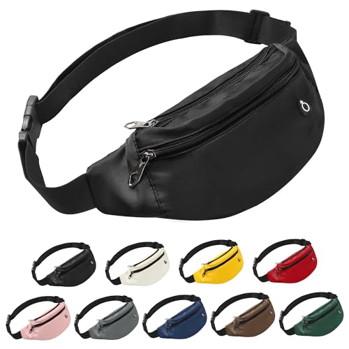 Frenou Water-Resistant Fanny Pack Women & Men Crossbody Bag Black Carbon