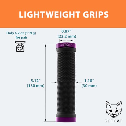 Ergonomic Bike Handlebar Grips - 130mm Round - Black & Purple