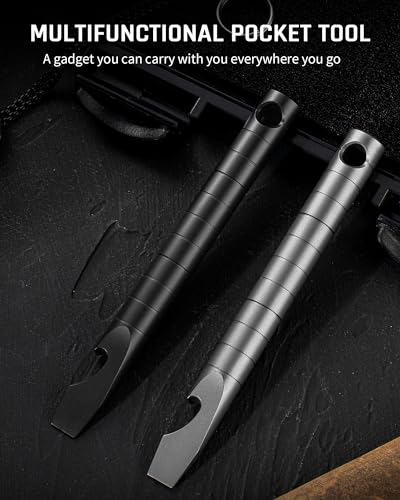 TISUR Gray Small Titanium Bottle Opener Keychain EDC Pry Bar Multitool