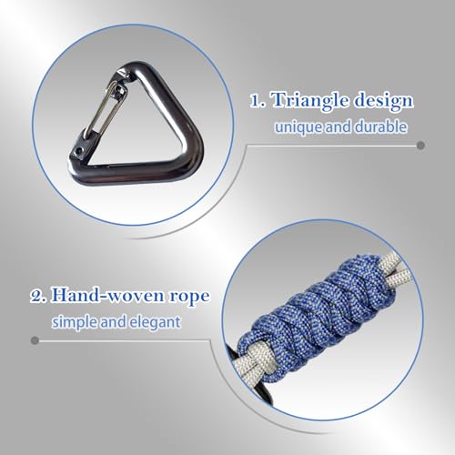 Paracord Keychain with Carabiner Clip - Triangle - T-Blue