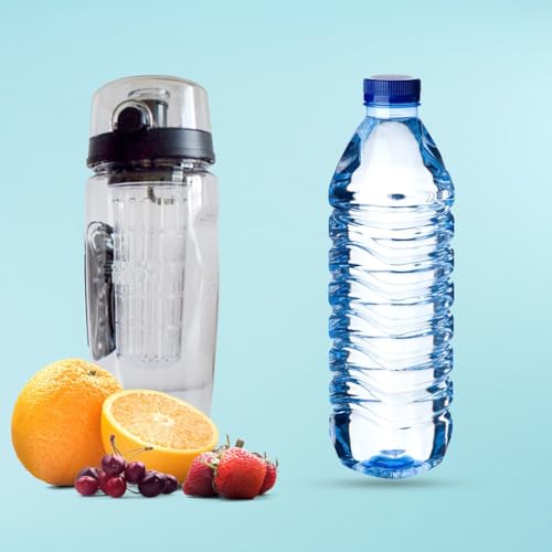 Fruit Infuser Water Bottle - 32 Oz, Flip Top Lid, Black