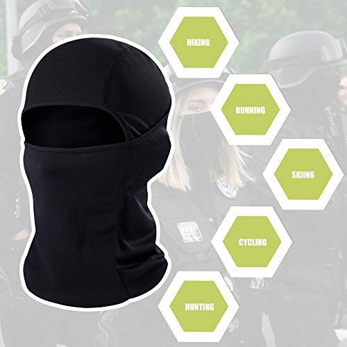 Windproof Balaclava Face Mask with UV Protection - Black, One Size