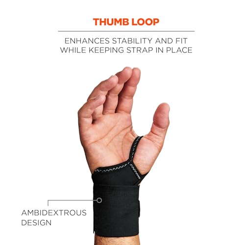 Adjustable Wrist Support Wrap with Thumb Loop - Black, Large/X-Large