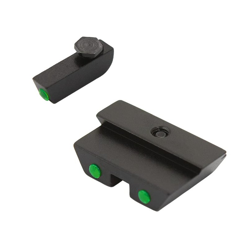 oupuntoe No-Tritium Fiber Optic Sights for Glock 17, 17L, 19, 22, 23, 24, 26, 27, 33, 34, 35, 38 and 39, Green Photoluminescent Outline for Outdoor