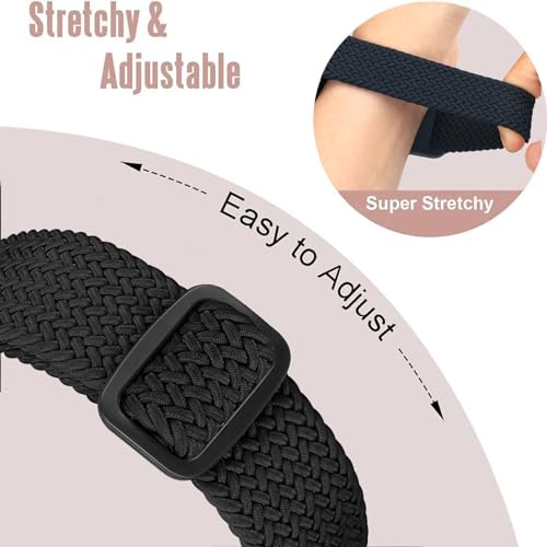 Adjustable Braided Nylon Straps for Fitbit Charge 3 & 4 - Black+Smoky Purple