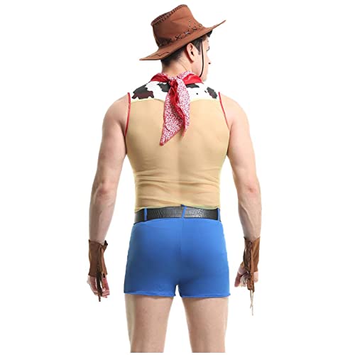 Men's Western Cowboy Costume Set - Sexy Lingerie Outfit, X-Large Yellow