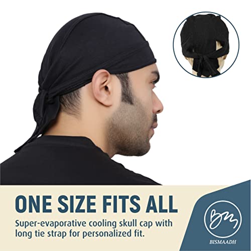 Cooling Beanie 3-Pack - Sweat Wicking Do Rag Head Scarves - Black, Blue, Beige