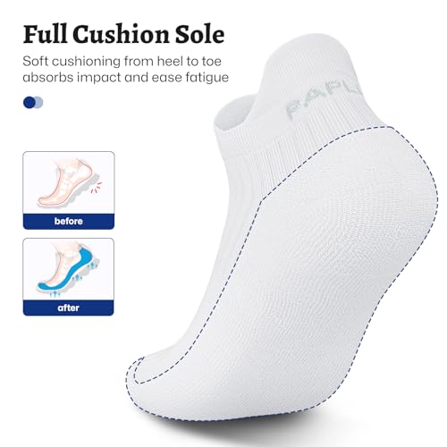 Cushion Ankle Running Socks - 6 Pairs, 3 White & 3 Black