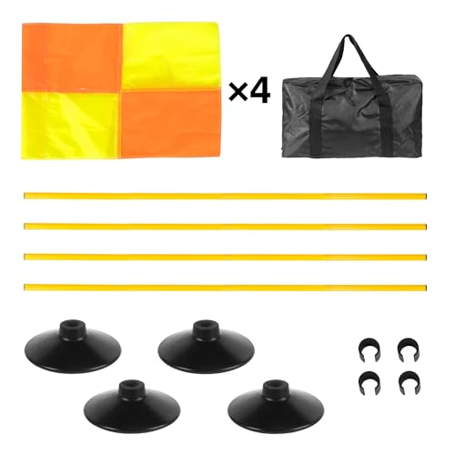 5FT Soccer Corner Flags Set of 4 with Rubber Bases - Yellow