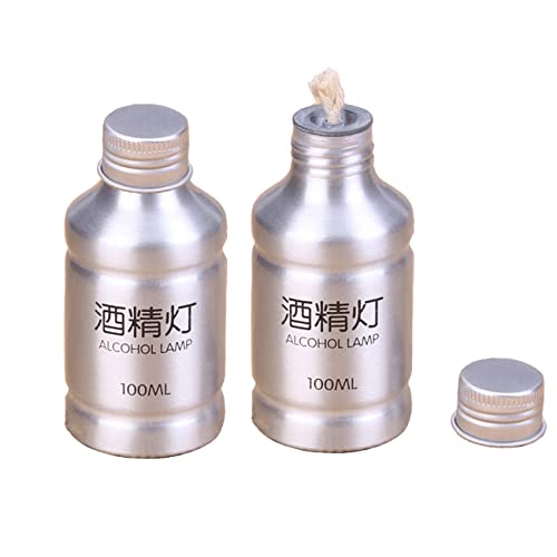 Portable Alcohol Burner Lamp - 100ml Aluminum Alloy, Silver 2Pcs