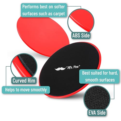 Core Sliders for Working Out - 2 Pack Dual-Sided Discs - Red