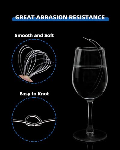 BLUEWING Clear Monofilament Fishing Line 0.6mm 50lb 500Yards - Thin Durable String