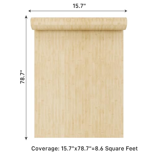 VaryPaper 15.7" x 78.7" Bamboo Wood Slat Wallpaper Peel and Stick Light Wood Contact Paper for Countertops Waterproof Cabinet Vinyl Wrap Removable Self Adhesive Wooden Wallpaper for Bedroom Kitchen