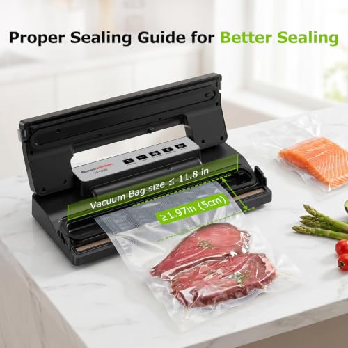 Bonsenkitchen Vacuum Sealer Machine for Food Storage,Black-Silver