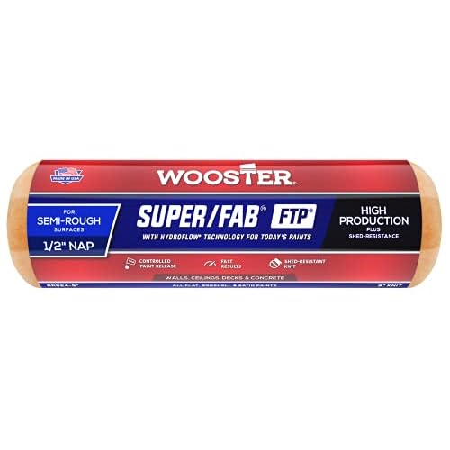 Wooster Brush RR924-9 Inch Super Fab FTP Roller Cover, 1/2-Inch Nap