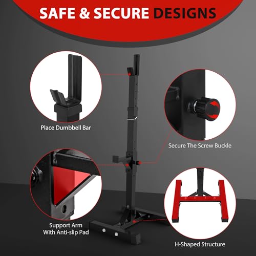 Adjustable Squat Rack - Heavy-Duty 550lbs Capacity for Home Gym