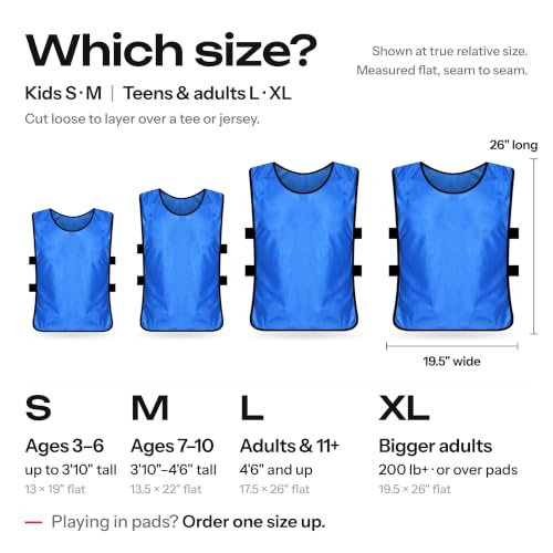 12-Pack Sports Pennies - Opaque Scrimmage Vests for Soccer & Football